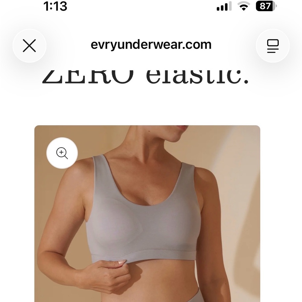 Zero Elastic Scoop Neck Wireless Bra — Light Gray